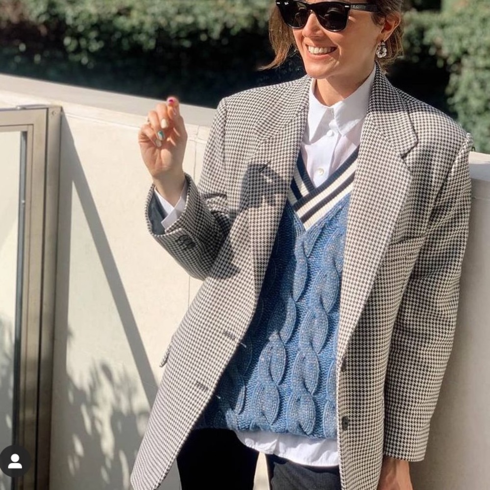 MANGO oversized houndstooth wool blend blazer blogger favorite - Picture 5 of 12